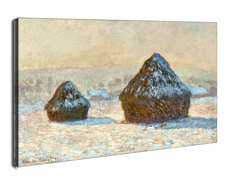 Wheatstacks, Snow Effect, Morning (Meules, Effet de Neige, Le Matin), Claude Monet - obraz na płótnie Wymiar do wyboru: 120x90 cm