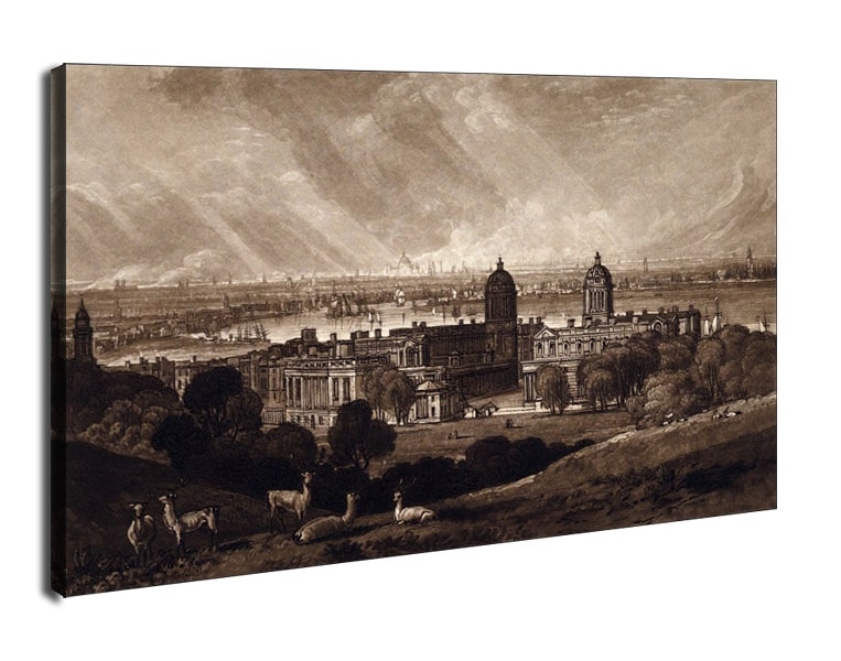 London from Greenwich (Liber Studiorum, part V, plate 26), William Turner - obraz na płótnie Wymiar do wyboru: 70x50 cm