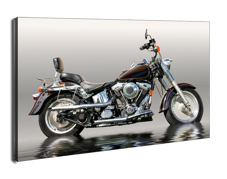 Czarny motocykl - obraz na płótnie Wymiar do wyboru: 120x90 cm