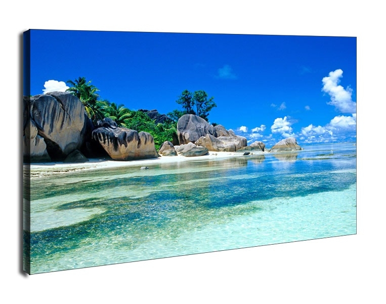 Seszele, plaża - obraz na płótnie Wymiar do wyboru: 90x60 cm