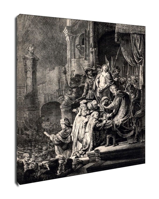 Christ Before Pilate Large Plate, Rembrandt - obraz na płótnie Wymiar do wyboru: 20x30 cm