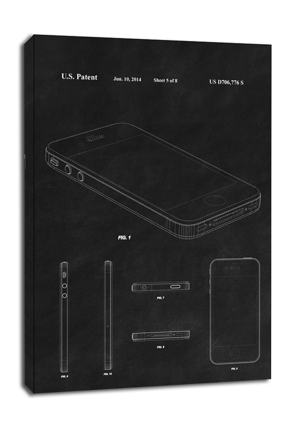 Patent, Iphone 2014 Czarny - obraz na płótnie Wymiar do wyboru: 50x70 cm