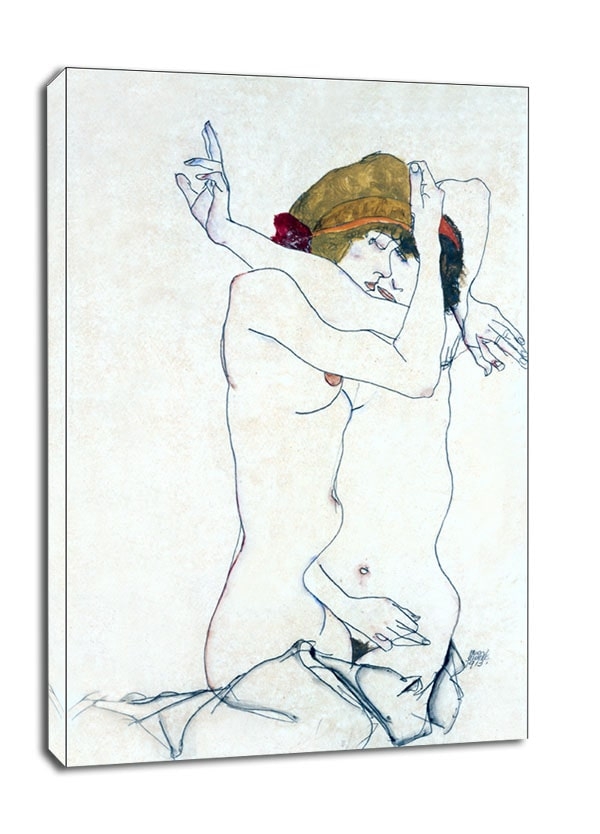Two Women Embracing, Egon Schiele - obraz na płótnie Wymiar do wyboru: 90x120 cm