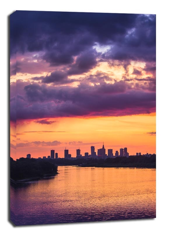 Warszawa Zachód Słońca nad Wisłą - obraz na płótnie Wymiar do wyboru: 50x70 cm