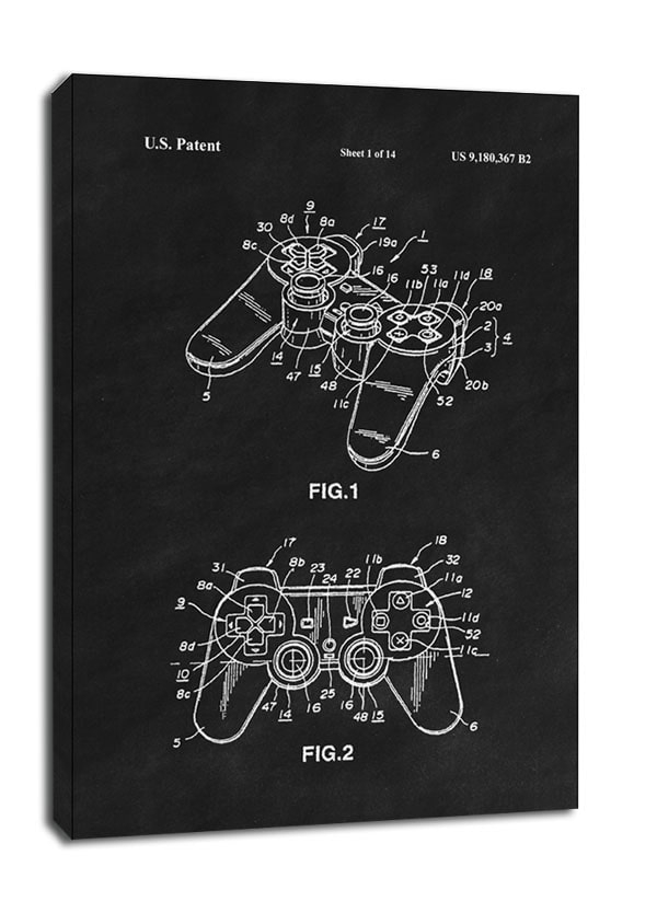 Patent, Sony Kontroler II Czarny - obraz na płótnie Wymiar do wyboru: 90x120 cm