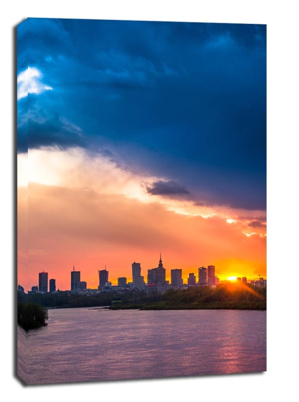 Warszawa Zachód Słońca nad Wisłą - obraz na płótnie Wymiar do wyboru: 60x80 cm