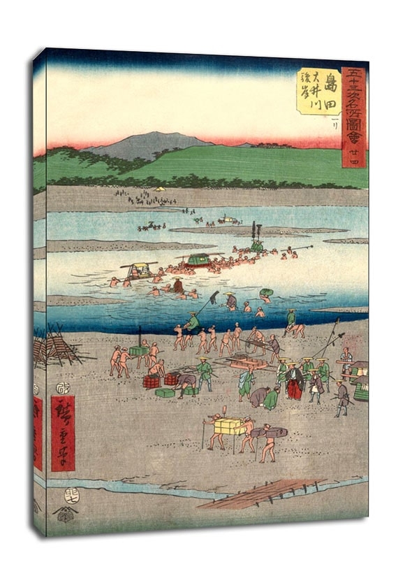 Shimada The Suruga Side of the Ôi River, Hiroshige - obraz na płótnie Wymiar do wyboru: 70x100 cm