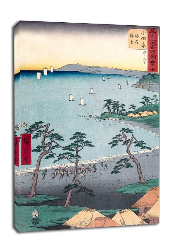 Odawara Fishing Huts on the Beach, Hiroshige - obraz na płótnie Wymiar do wyboru: 70x100 cm