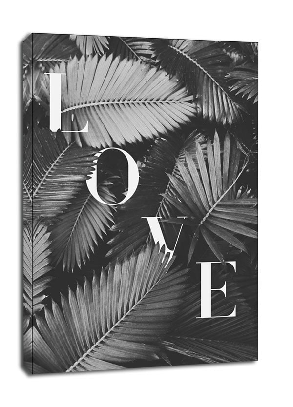 Liście Love BW - obraz na płótnie Wymiar do wyboru: 50x70 cm