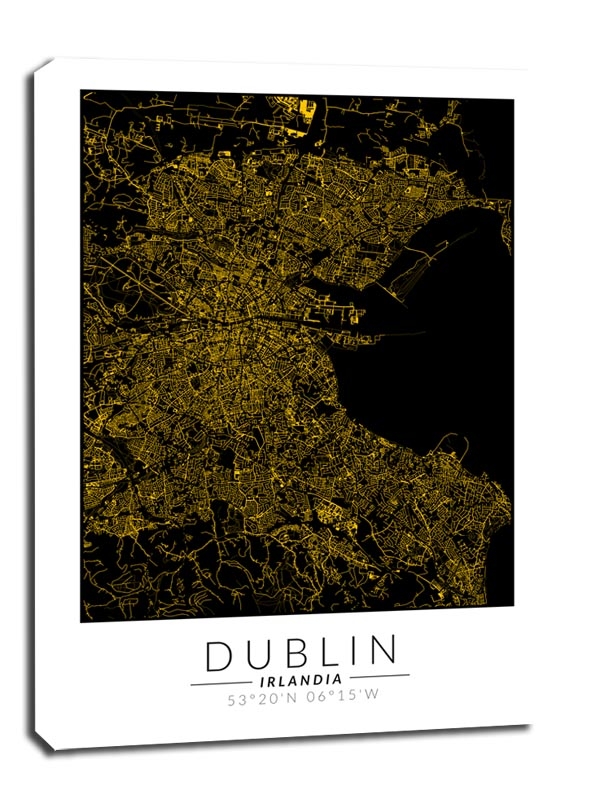 Zdjęcia - Obraz Dublin złota mapa -  na płótnie Wymiar do wyboru: 20x30 cm