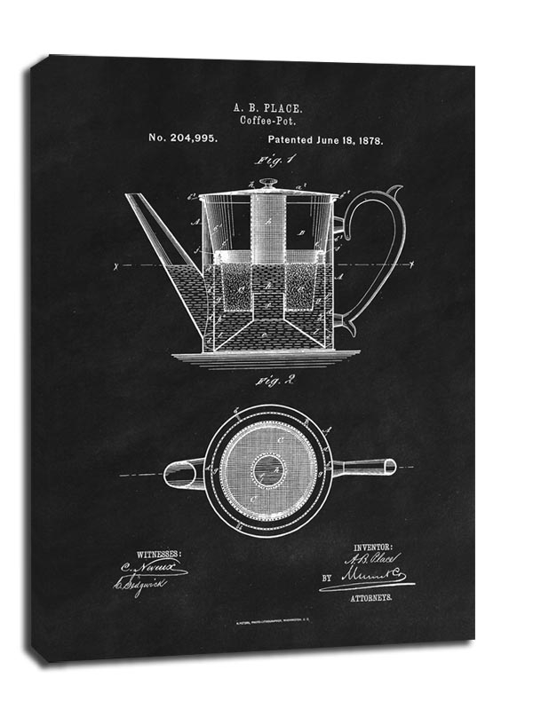 Patent Kawiarka Projekt z1878, black - obraz na płótnie Wymiar do wyboru: 40x60 cm