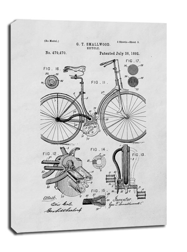 Patent Mechanizm Rowerowy Projekt z 1892 - obraz na płótnie Wymiar do wyboru: 40x60 cm