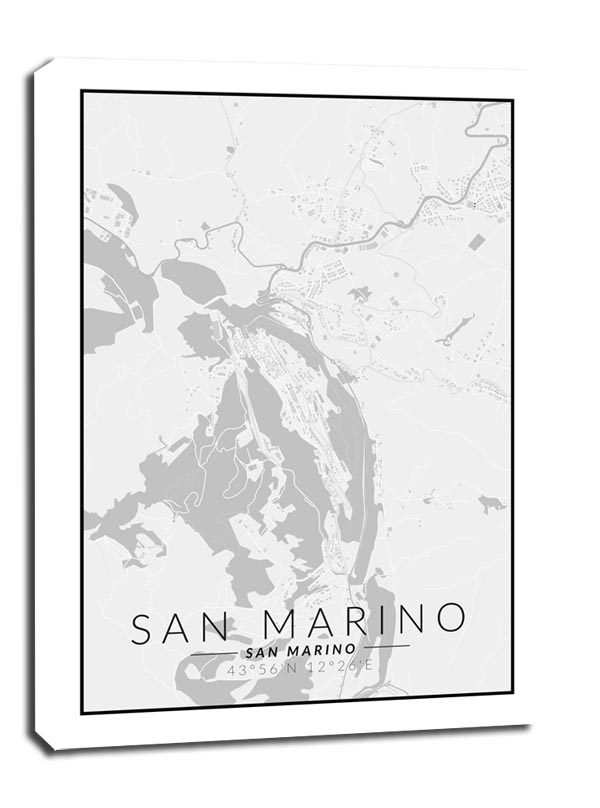Zdjęcia - Obraz SAN Marino mapa czarno biała -  na płótnie Wymiar do wyboru: 70x100 c 