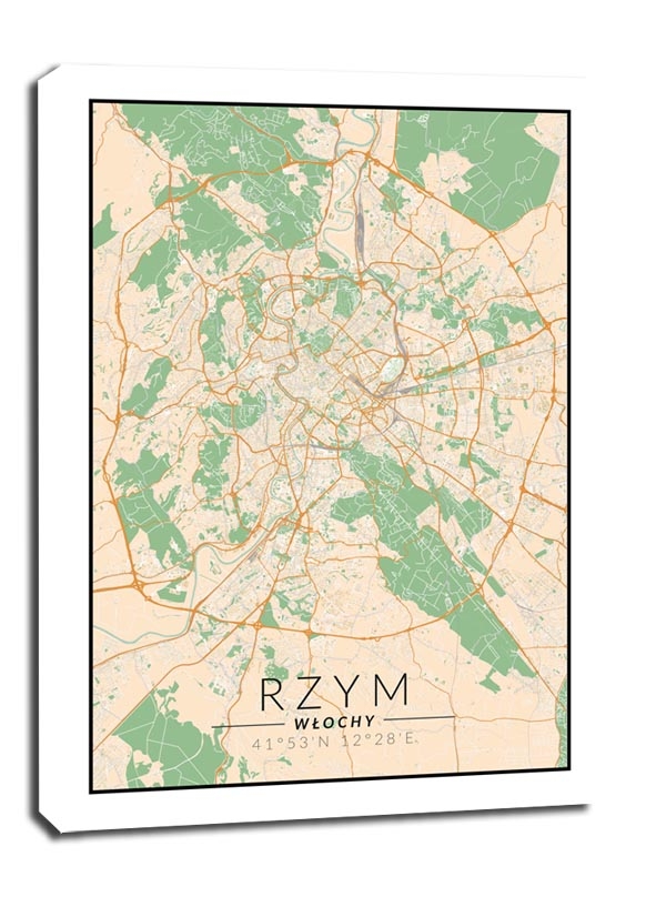 Rzym mapa kolorowa - obraz na płótnie Wymiar do wyboru: 61x91,5 cm