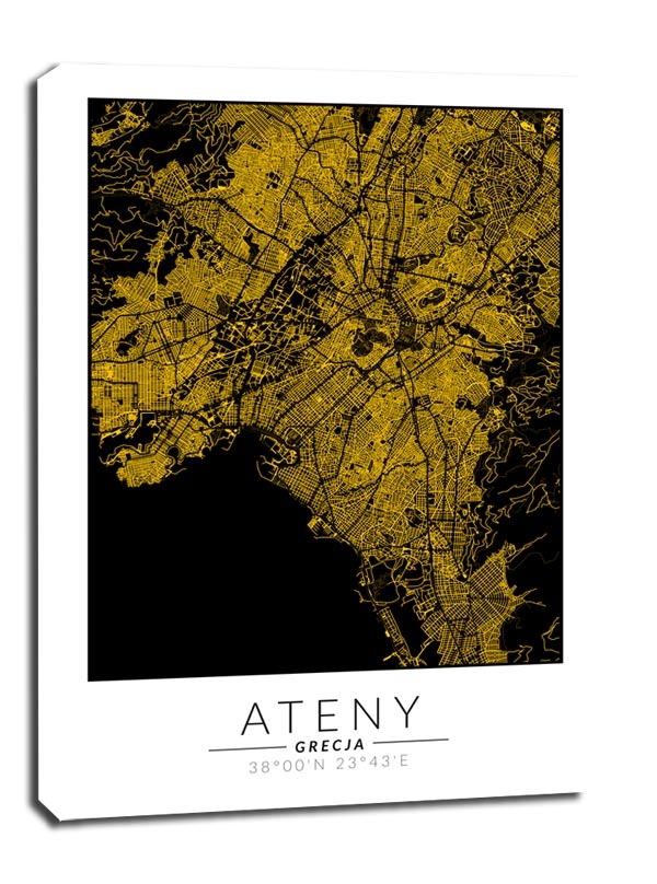 Ateny złota mapa - obraz na płótnie Wymiar do wyboru: 70x100 cm