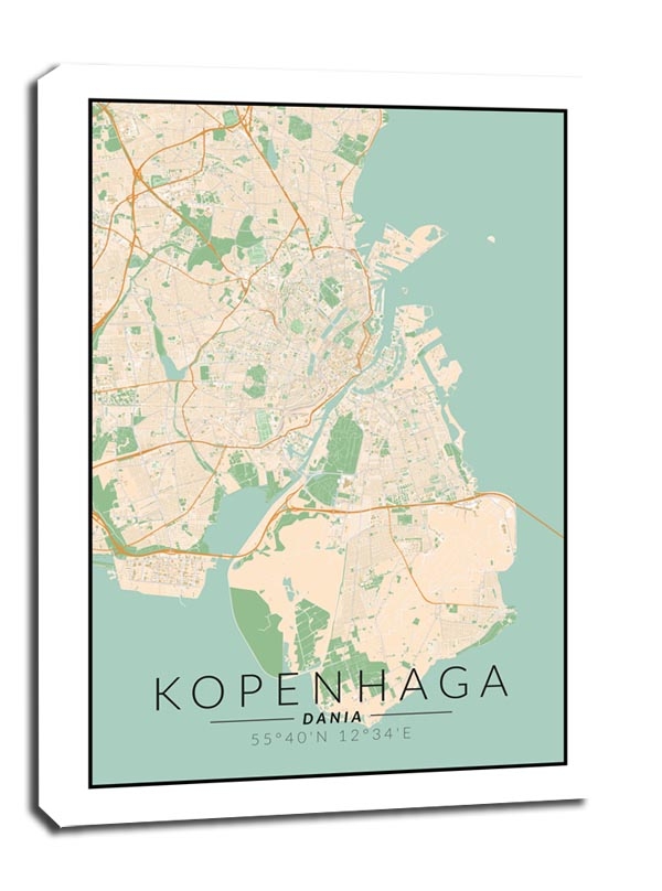 Фото - Картина Kopenhaga mapa kolorowa - obraz na płótnie Wymiar do wyboru: 50x70 cm
