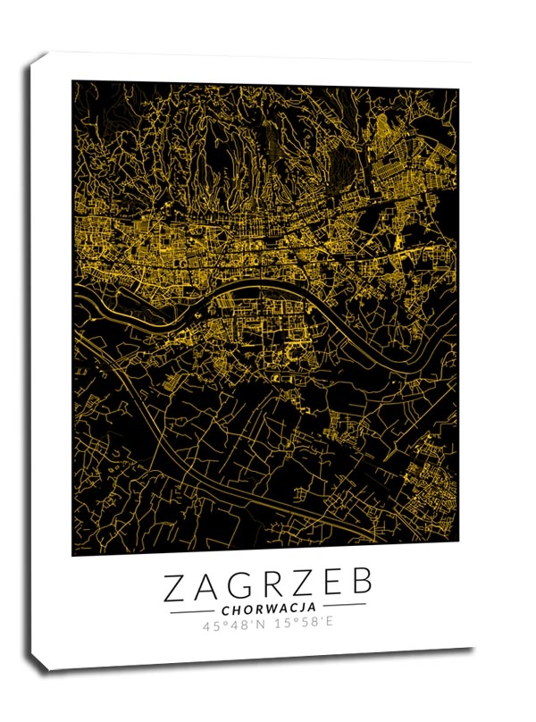 Zdjęcia - Obraz Zagrzeb złota mapa -  na płótnie Wymiar do wyboru: 20x30 cm