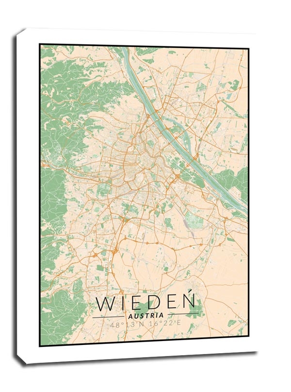 Zdjęcia - Obraz Wiedeń mapa kolorowa -  na płótnie Wymiar do wyboru: 61x91,5 cm