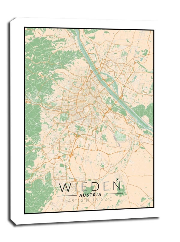 Wiedeń mapa kolorowa - obraz na płótnie Wymiar do wyboru: 70x100 cm