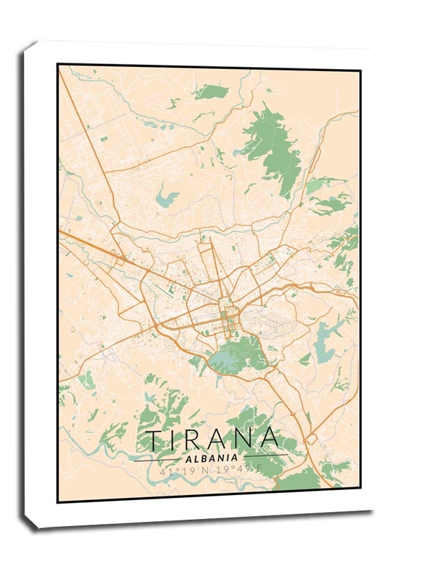 Tirana mapa kolorowa - obraz na płótnie Wymiar do wyboru: 70x100 cm