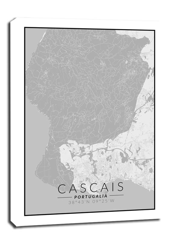 Cascais mapa czarno biała - obraz na płótnie Wymiar do wyboru: 50x70 cm