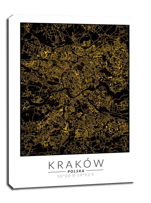 Фото - Картина Krakow Kraków mapa złota - obraz na płótnie Wymiar do wyboru: 90x120 cm 