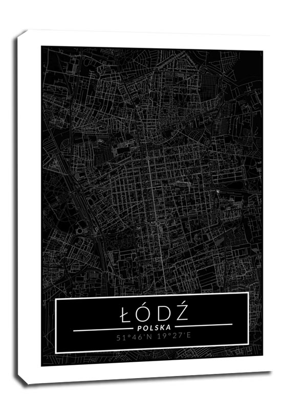 Łódź mapa dark - obraz na płótnie Wymiar do wyboru: 40x60 cm