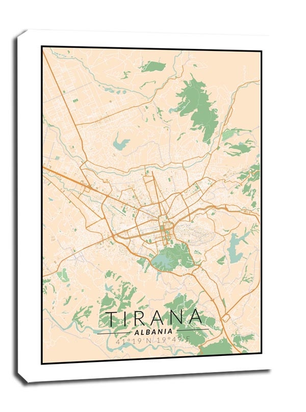 Фото - Картина Tirana mapa kolorowa - obraz na płótnie Wymiar do wyboru: 40x50 cm