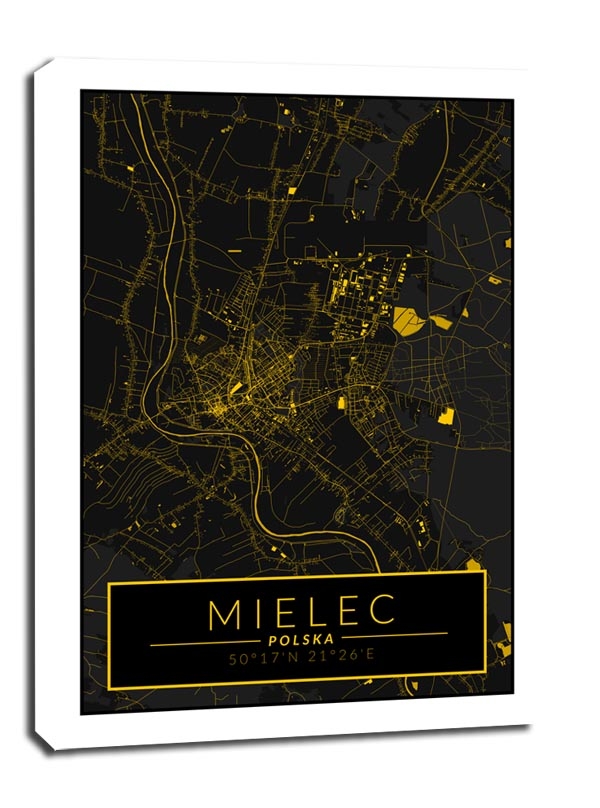 Mielec mapa złota - obraz na płótnie Wymiar do wyboru: 40x60 cm