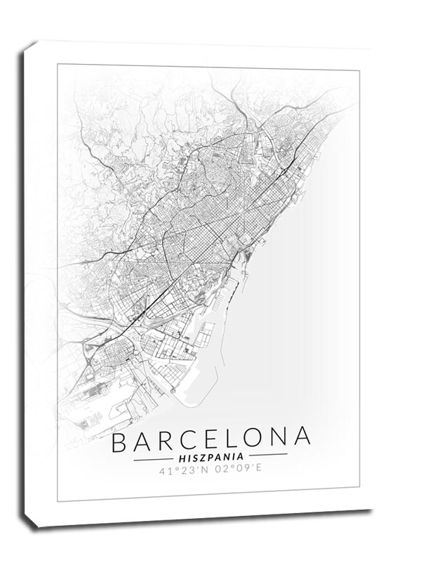 Barcelona mapa invert - obraz na płótnie Wymiar do wyboru: 40x50 cm