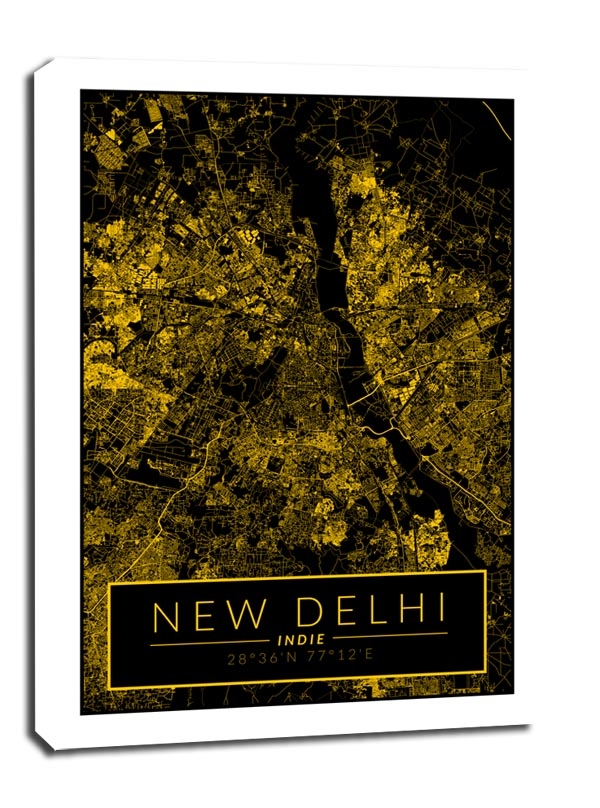 Фото - Картина Delhi mapa złota - obraz na płótnie Wymiar do wyboru: 70x100 cm