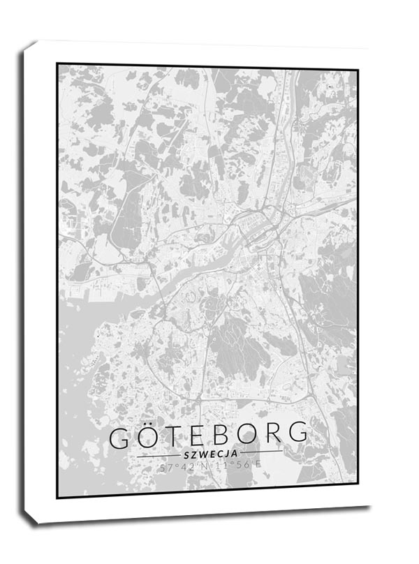 Goteborg mapa czarno biała - obraz na płótnie Wymiar do wyboru: 60x80 cm