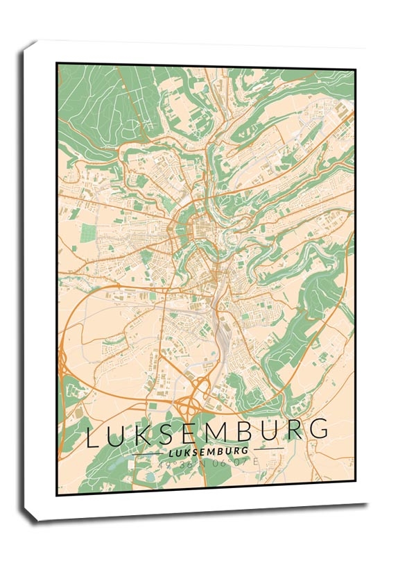 Luksemburg mapa kolorowa - obraz na płótnie Wymiar do wyboru: 90x120 cm