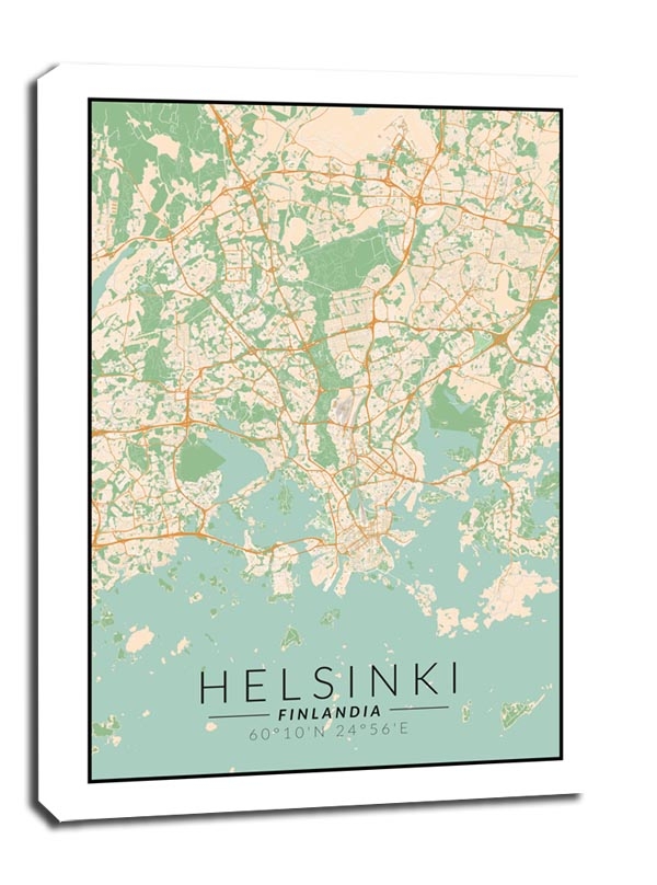 Zdjęcia - Obraz Helsinki mapa kolorowa -  na płótnie Wymiar do wyboru: 40x60 cm