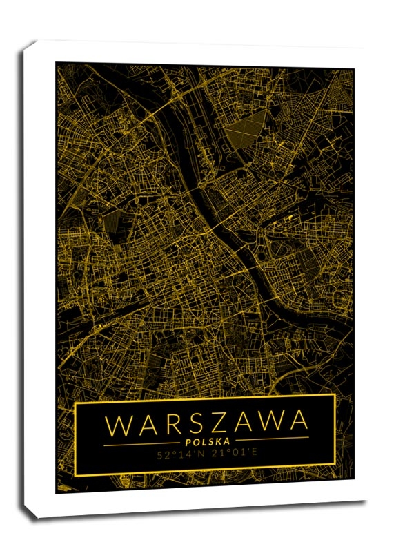 Zdjęcia - Obraz Warszawa mapa złota -  na płótnie Wymiar do wyboru: 50x70 cm