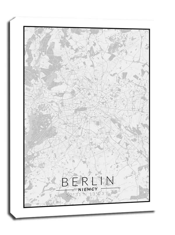 Zdjęcia - Obraz Berlin mapa czarno biała -  na płótnie Wymiar do wyboru: 90x120 cm 