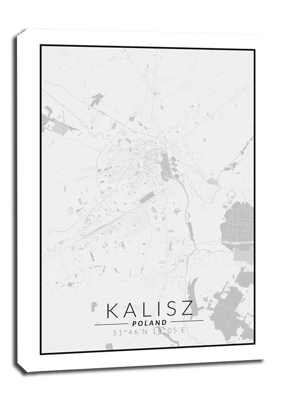 Kalisz mapa czarno biała - obraz na płótnie Wymiar do wyboru: 40x60 cm