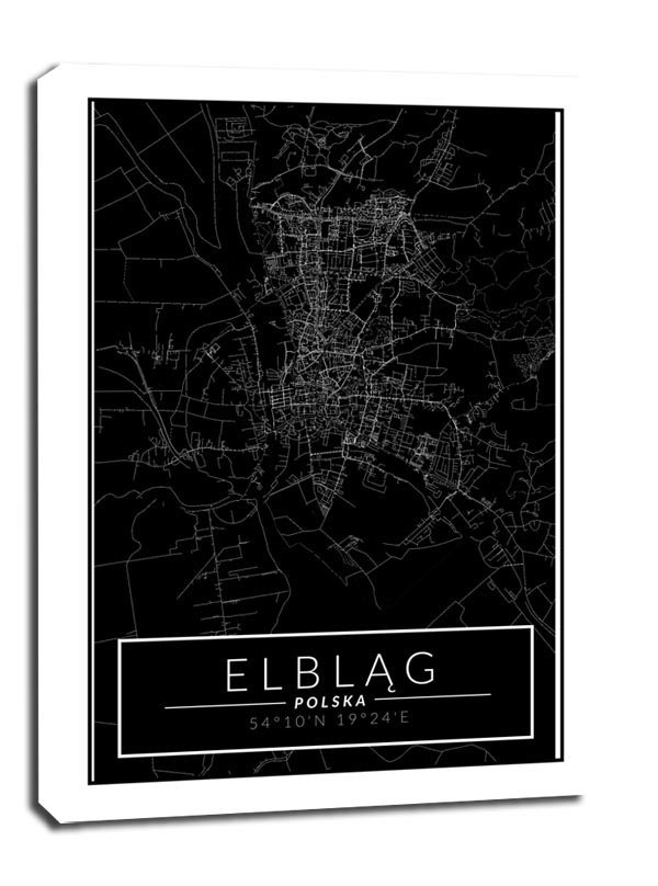 Zdjęcia - Obraz Elblag mapa dark -  na płótnie Wymiar do wyboru: 70x100 cm