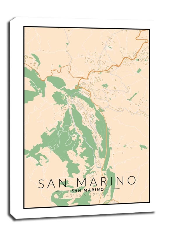 Zdjęcia - Obraz SAN Marino mapa kolorowa -  na płótnie Wymiar do wyboru: 40x50 cm 