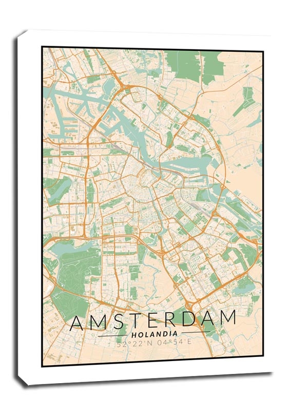 Amsterdam mapa kolorowa - obraz na płótnie Wymiar do wyboru: 30x40 cm