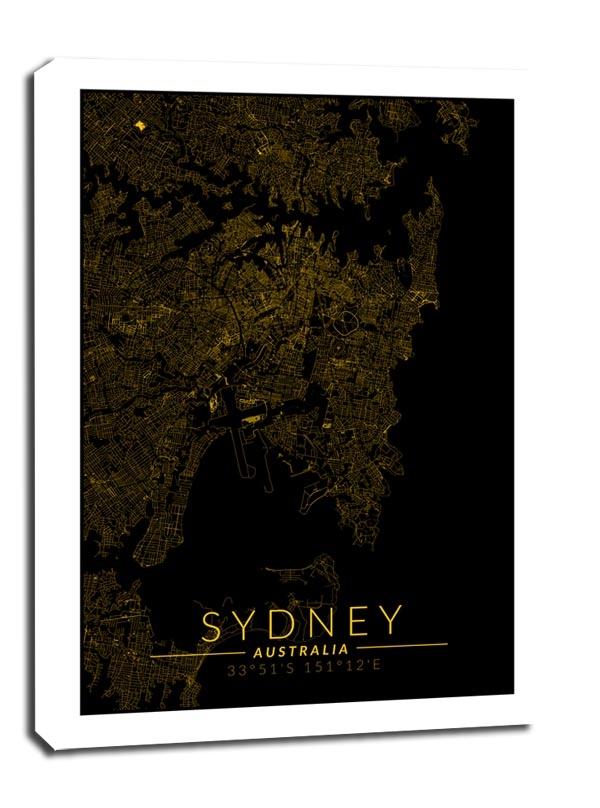 Sydney mapa złota - obraz na płótnie Wymiar do wyboru: 40x60 cm