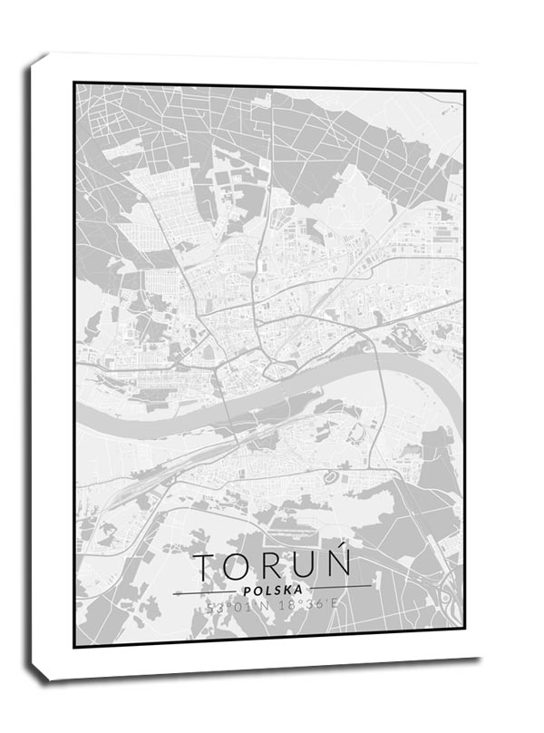 Toruń mapa czarno biała - obraz na płótnie Wymiar do wyboru: 40x50 cm