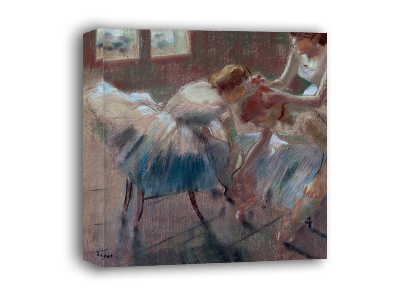 Three Dancers Preparing for Class, Edgar Degas - obraz na płótnie Wymiar do wyboru: 50x50 cm