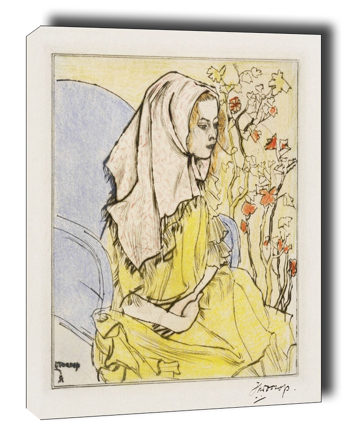 Charley Toorop with a headscarf in an armchair, Jan Toorop - obraz na płótnie Wymiar do wyboru: 60x80 cm