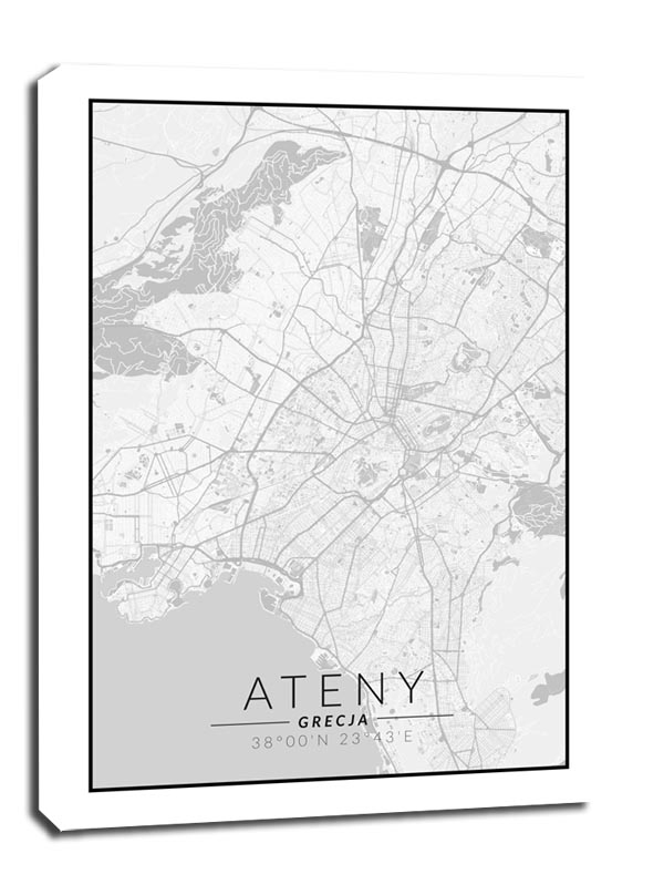 Ateny mapa czarno biała - obraz na płótnie Wymiar do wyboru: 20x30 cm