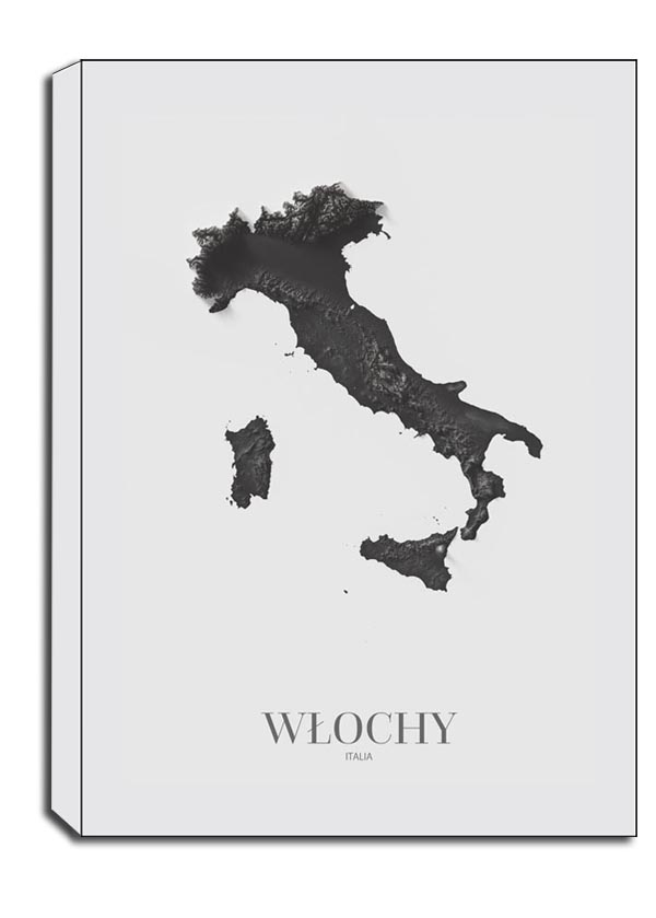 Włochy, mapa grafitowa - obraz na płótnie Wymiar do wyboru: 60x80 cm