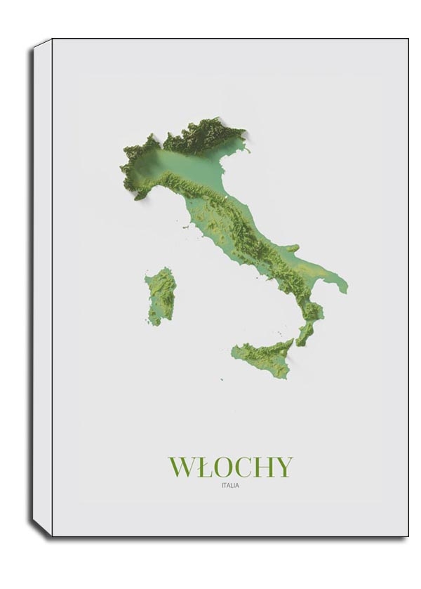 Włochy, mapa - obraz na płótnie Wymiar do wyboru: 70x100 cm