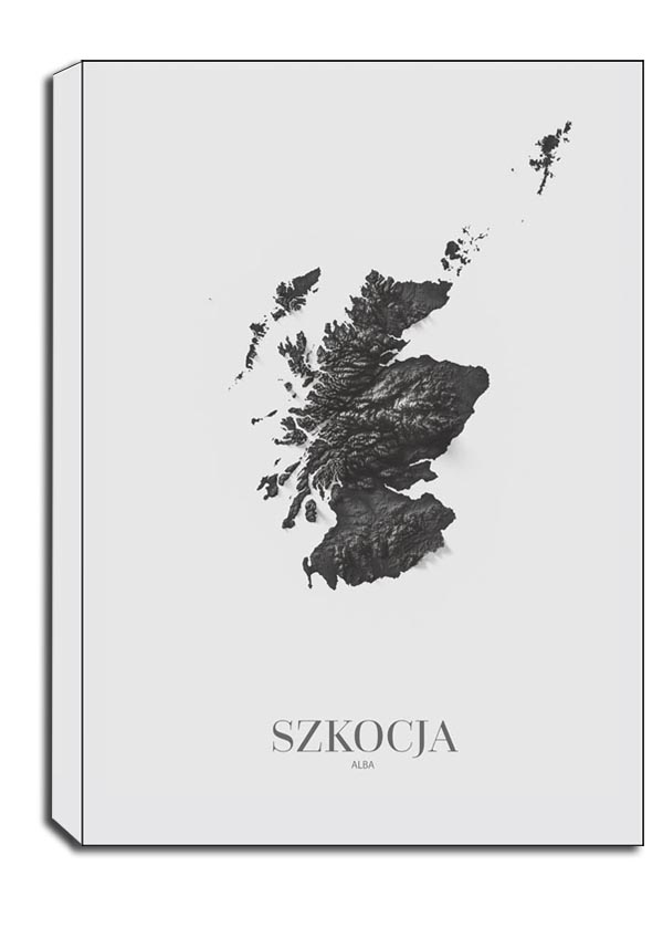 Szkocja, mapa grafitowa - obraz na płótnie Wymiar do wyboru: 50x70 cm