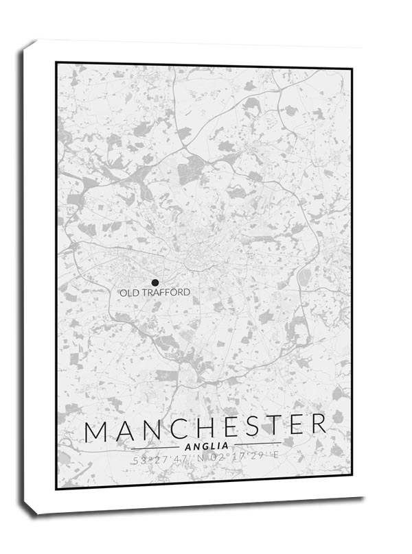 Manchester, OldTrafford mapa czarno biała - obraz na płótnie Wymiar do wyboru: 20x30 cm
