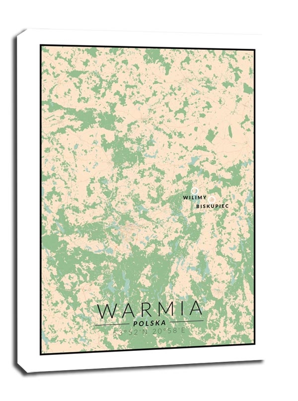 Zdjęcia - Obraz Warmia mapa kolorowa -  na płótnie Wymiar do wyboru: 40x60 cm